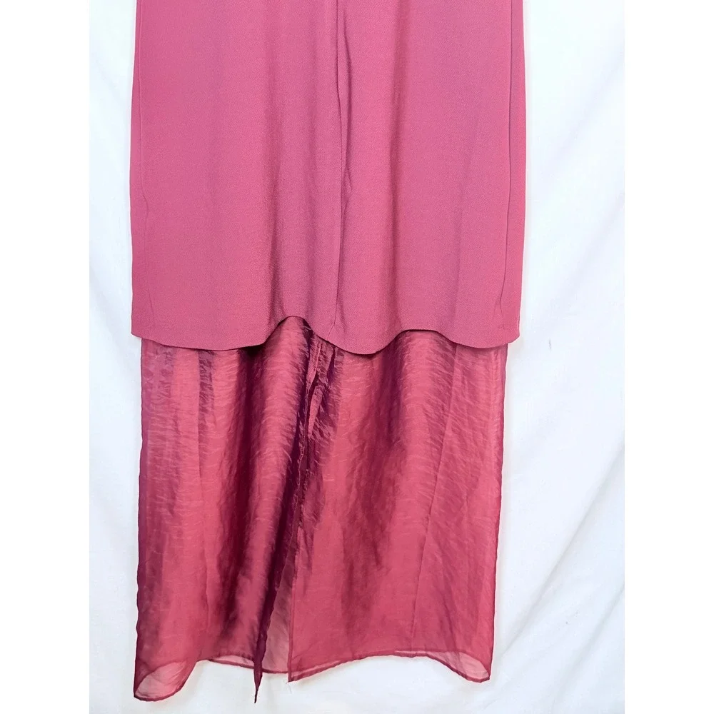 Abercrombie & Fitch Maroon V-Neck Maxi Dress Large NWT Maroon Layered Hem Party